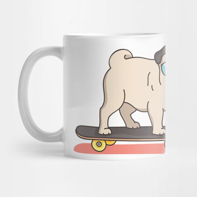 Pug Dog Skater Skateboarding Funny Gifts by chrizy1688